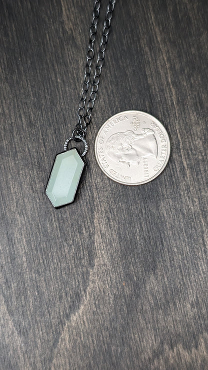 Aquamarine Tablet Textured Sterling Silver Necklace