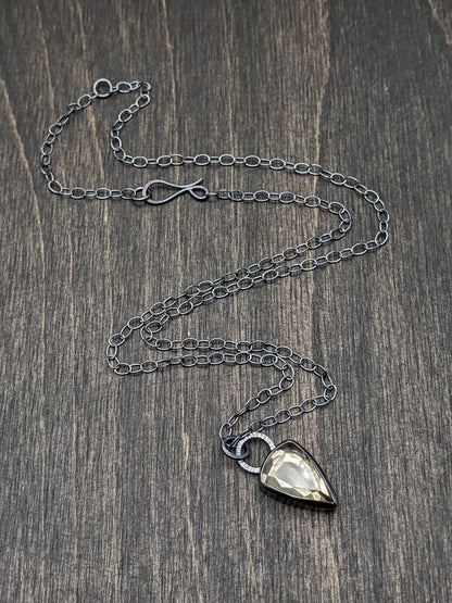 Pyrite and Quartz Dublet Textured Sterling Silver Necklace
