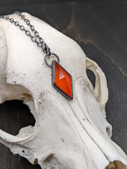 Carnelian kite Textured Sterling Silver Necklace