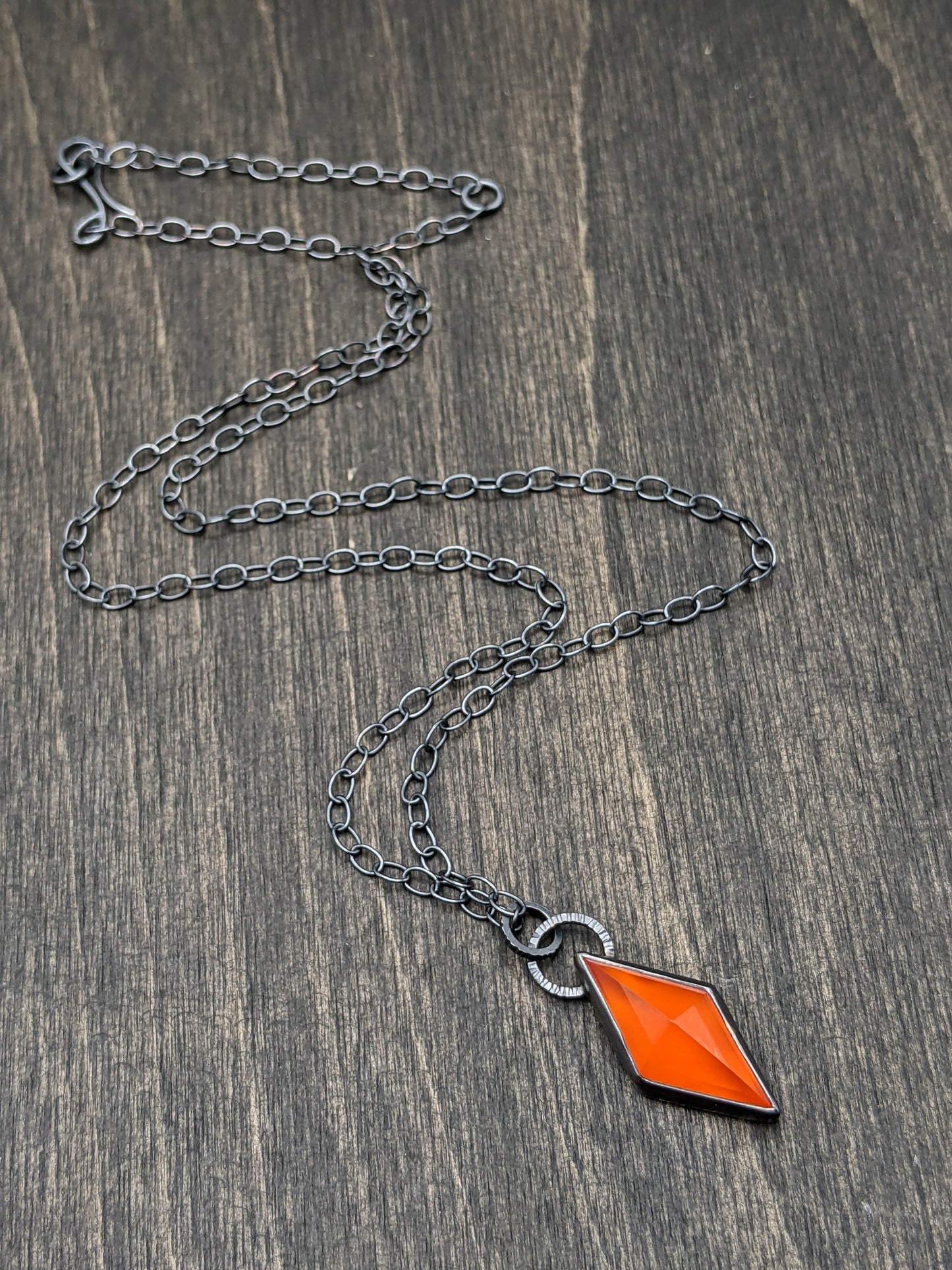 Carnelian kite Textured Sterling Silver Necklace