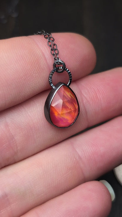 Aurora "Opal" Teardrop Textured Sterling Silver Necklace