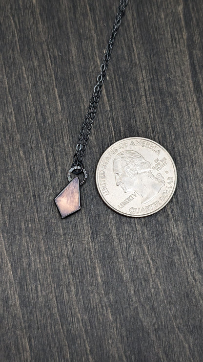Lavender Quartz Kite Textured Sterling Silver Necklace