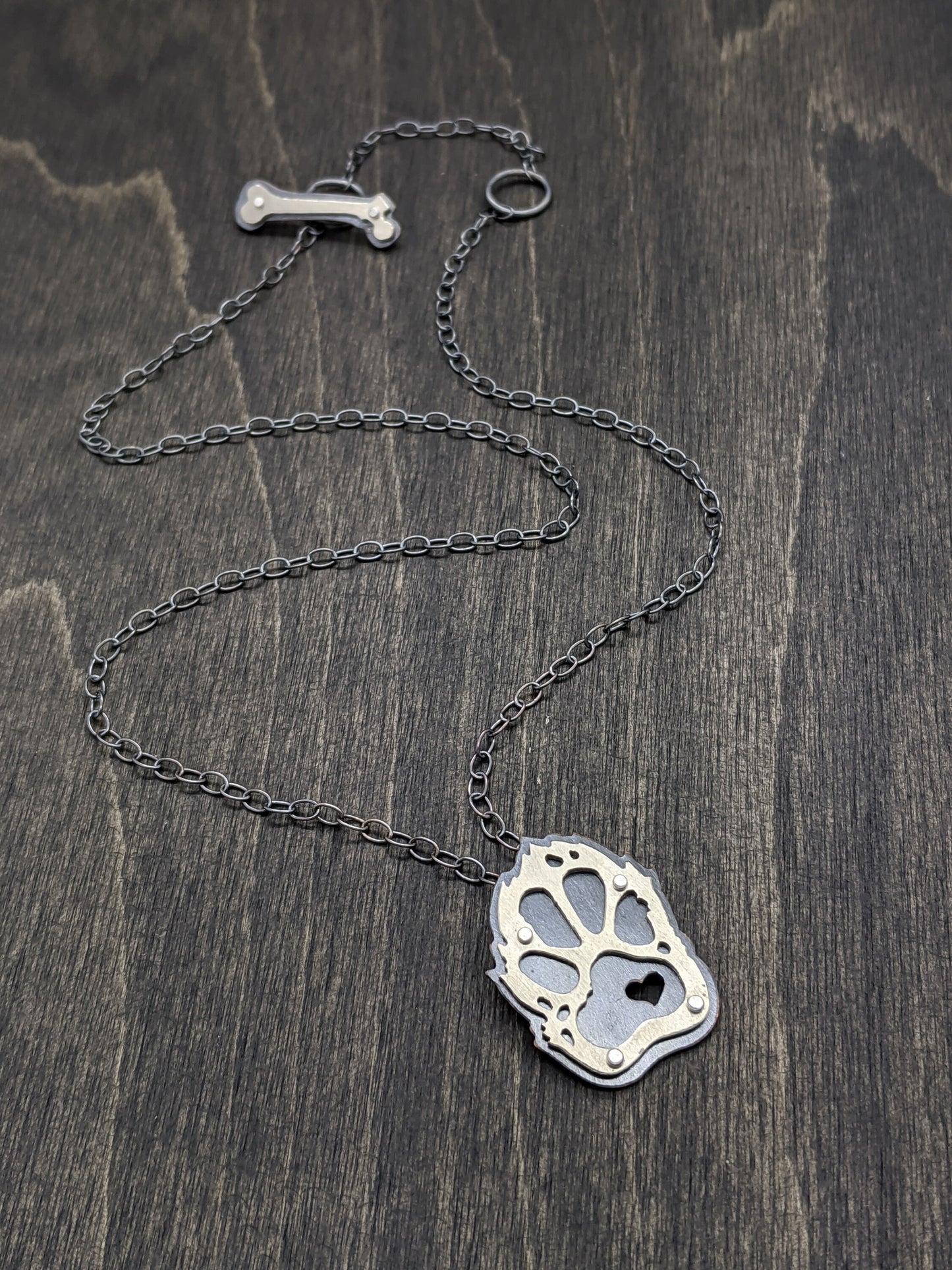 Dog Paw Love Riveted Necklace