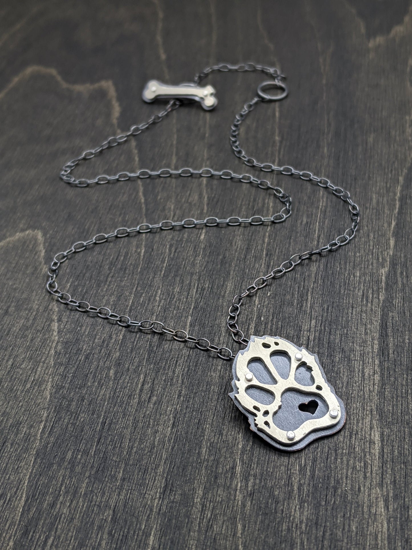 Dog Paw Love Riveted Necklace