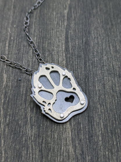 Dog Paw Love Riveted Necklace