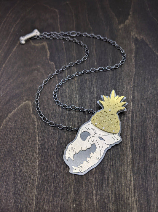 Trouble in Paradice Skull Riveted Necklace