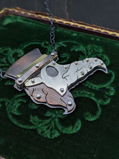 Small Riveted Plague Doctor Necklace