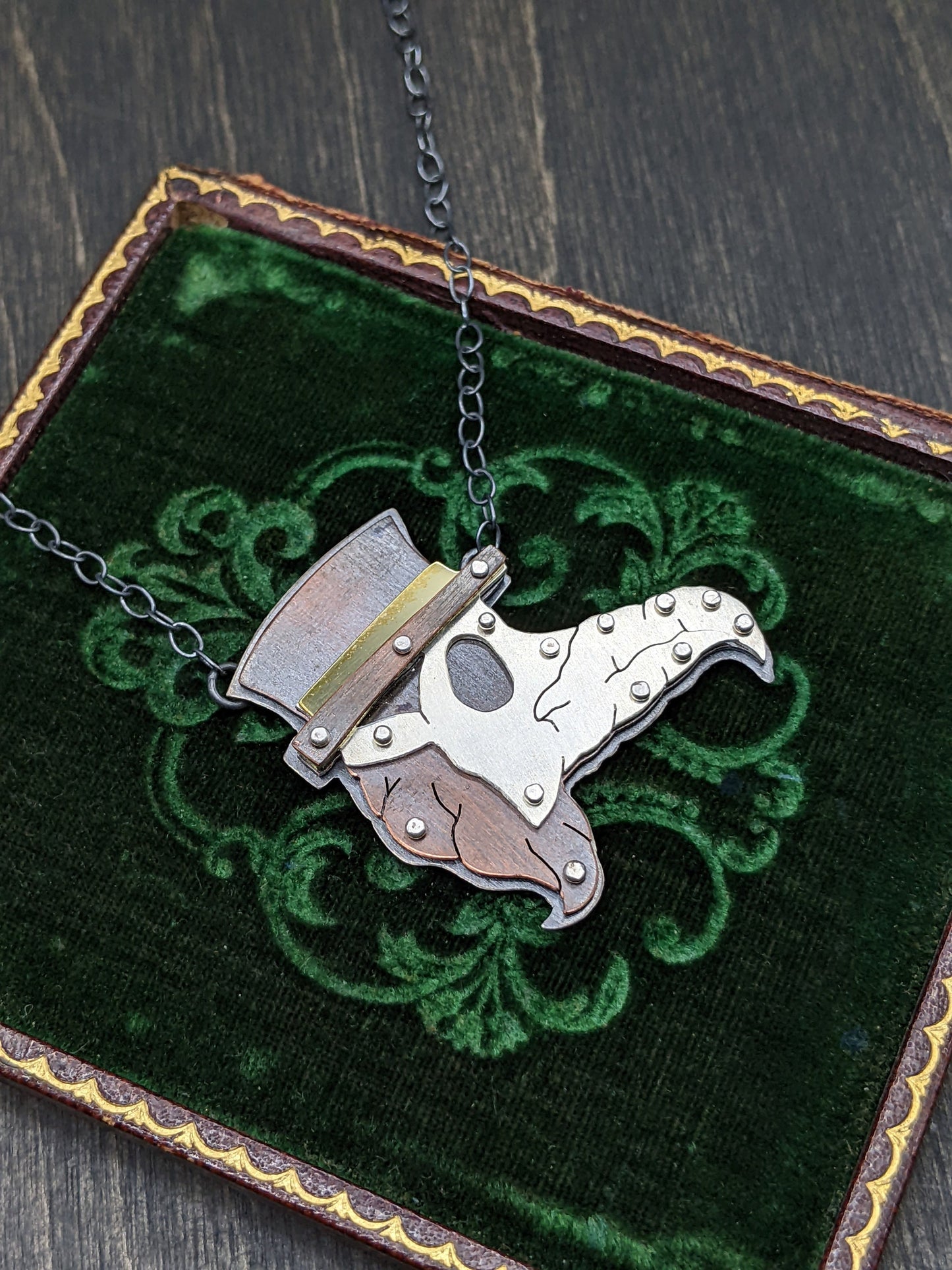 Small Riveted Plague Doctor Necklace