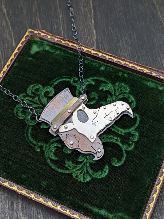 Small Riveted Plague Doctor Necklace