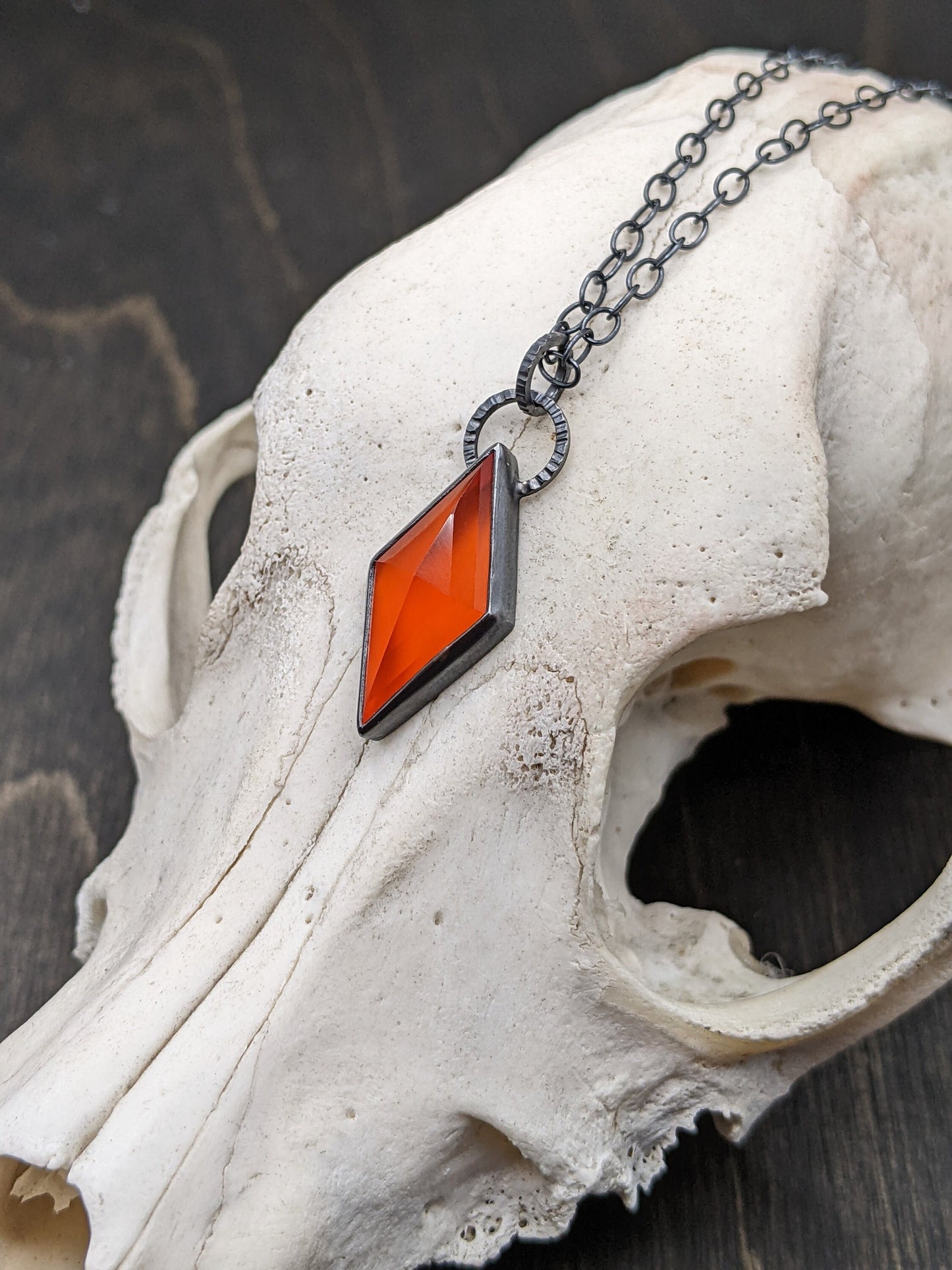 Carnelian kite Textured Sterling Silver Necklace
