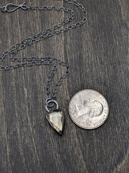 Pyrite and Quartz Dublet Textured Sterling Silver Necklace