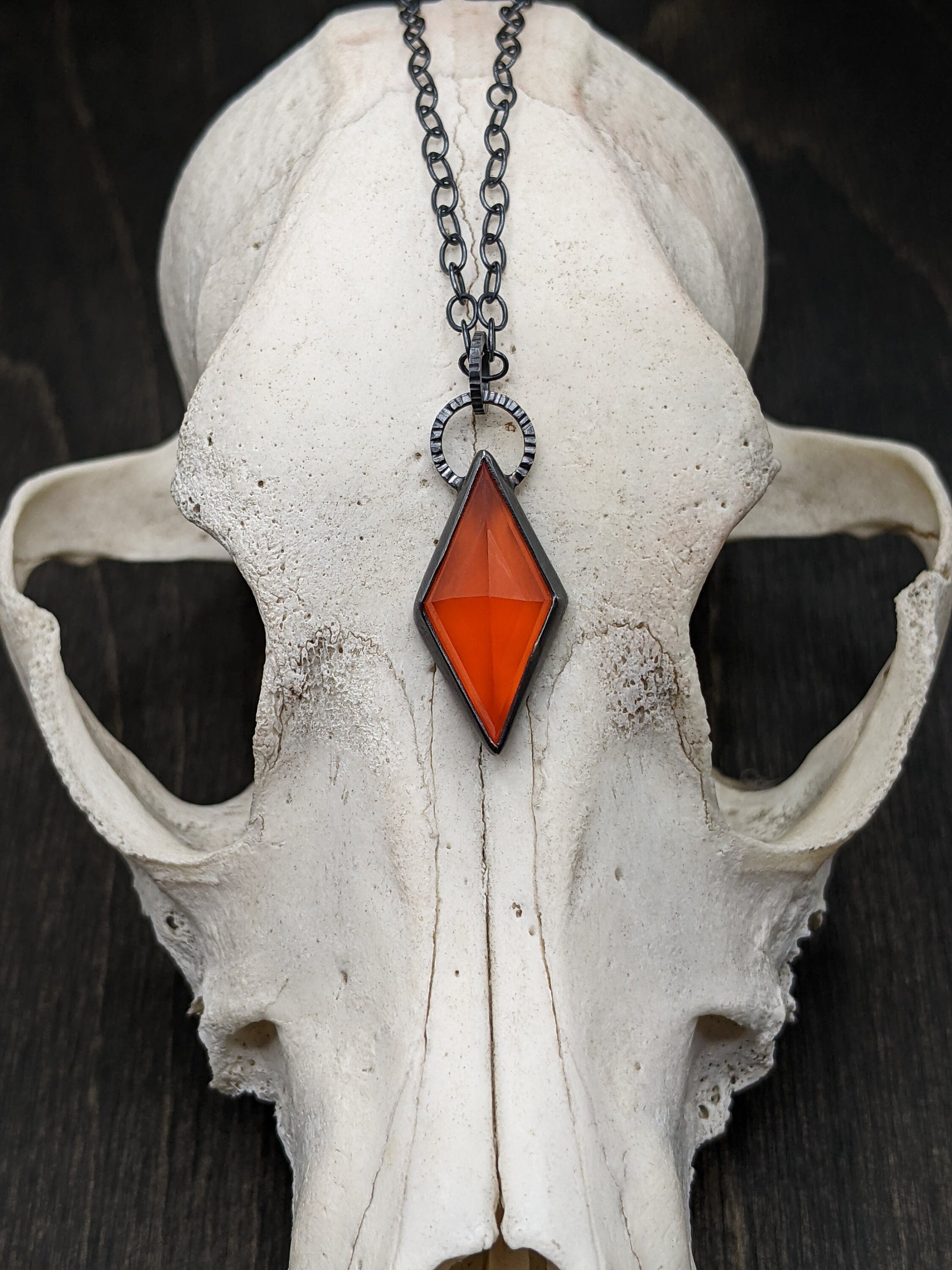 Carnelian kite Textured Sterling Silver Necklace