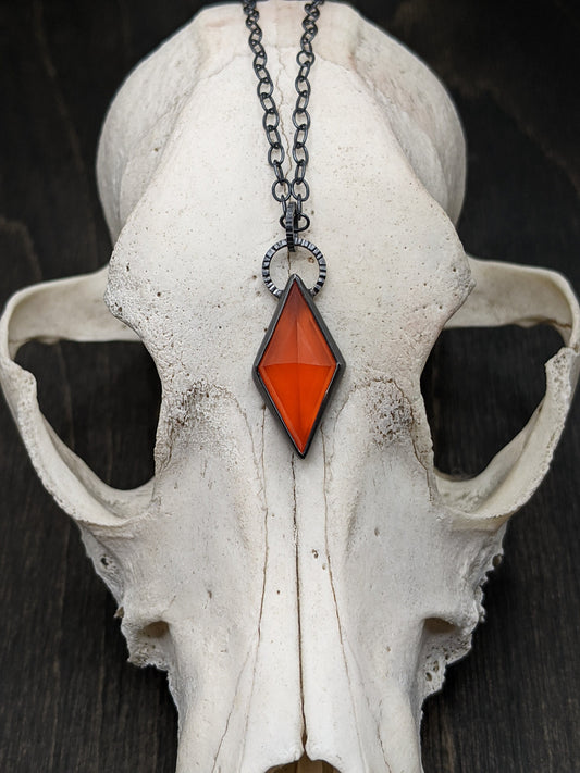 Carnelian kite Textured Sterling Silver Necklace