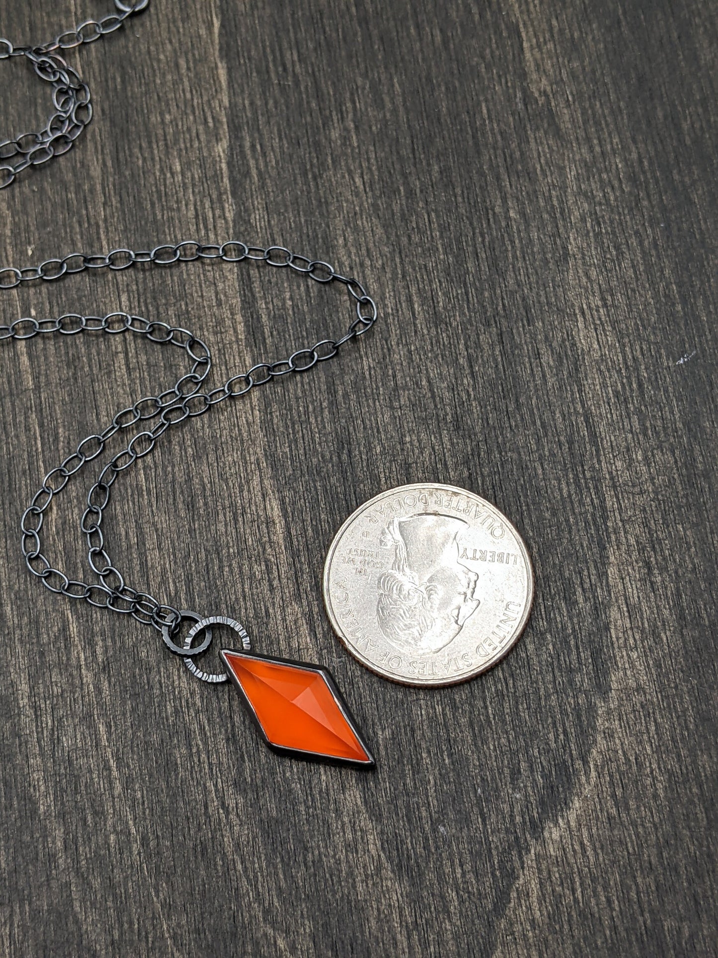 Carnelian kite Textured Sterling Silver Necklace
