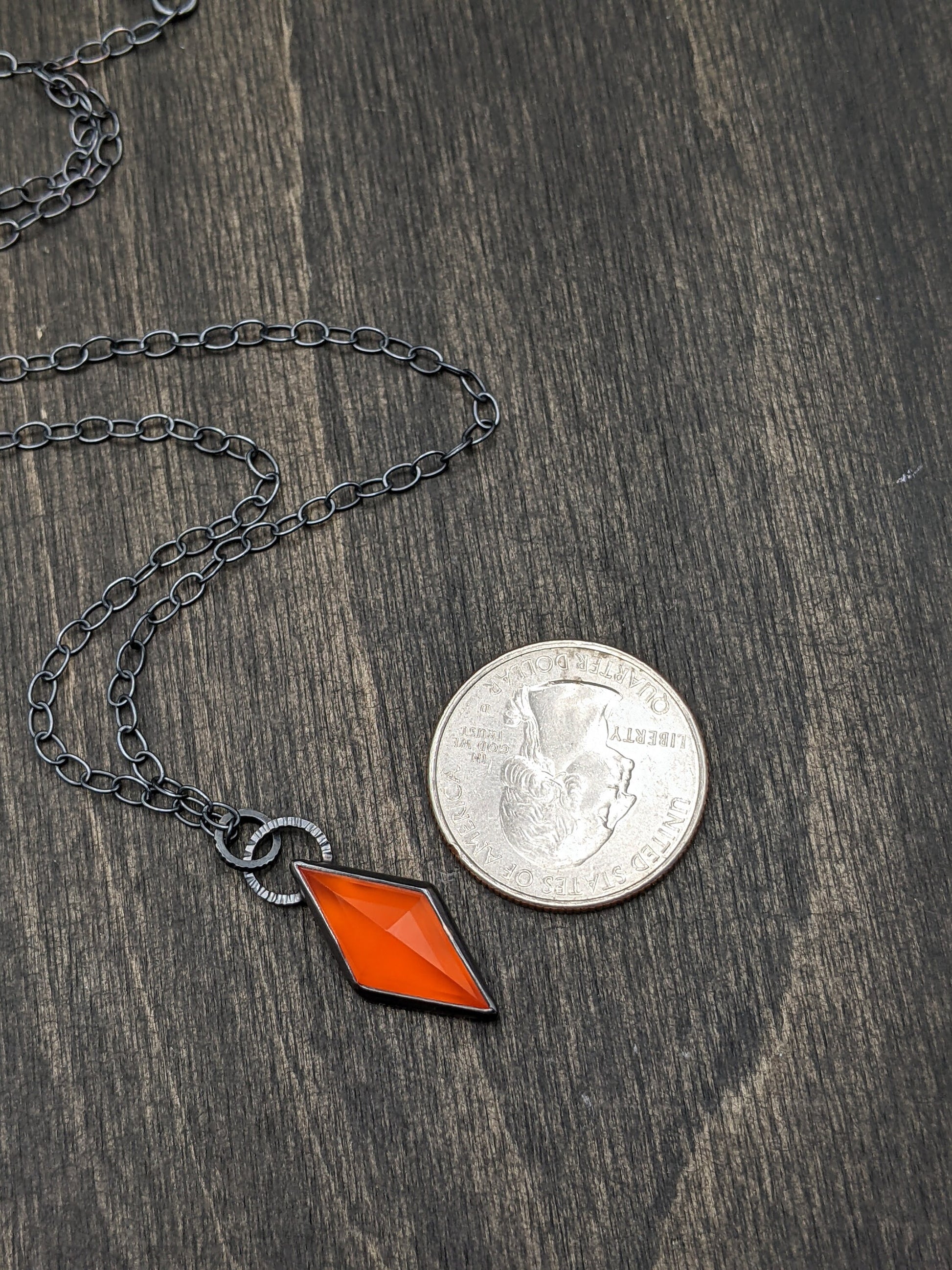 Carnelian kite Textured Sterling Silver Necklace