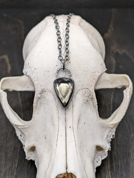 Pyrite and Quartz Dublet Textured Sterling Silver Necklace
