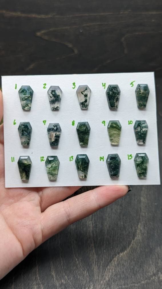 Choose your own Moss Agate Coffin Textured Sterling Silver Ring