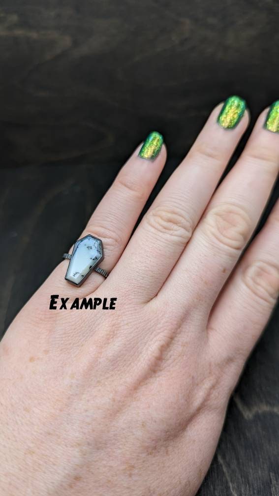 Choose your own Dendritic Opal Coffin Textured Sterling Silver Ring