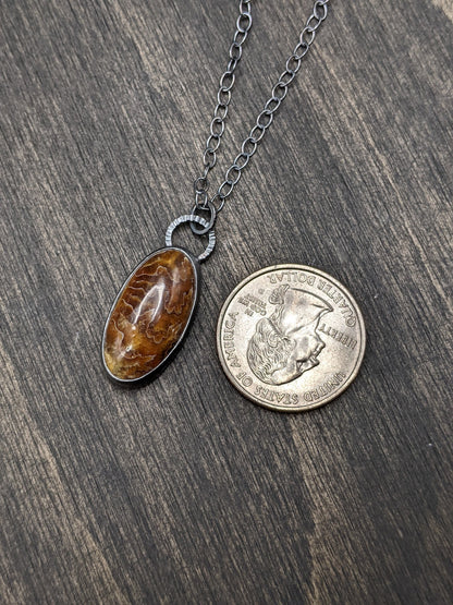 Fossilized Ammonite Textured Sterling Silver Necklace