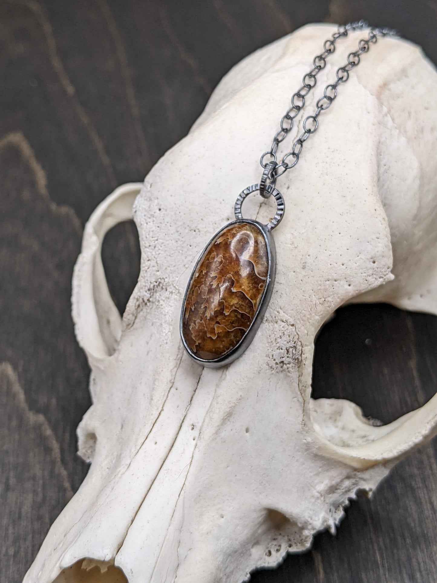 Fossilized Ammonite Textured Sterling Silver Necklace