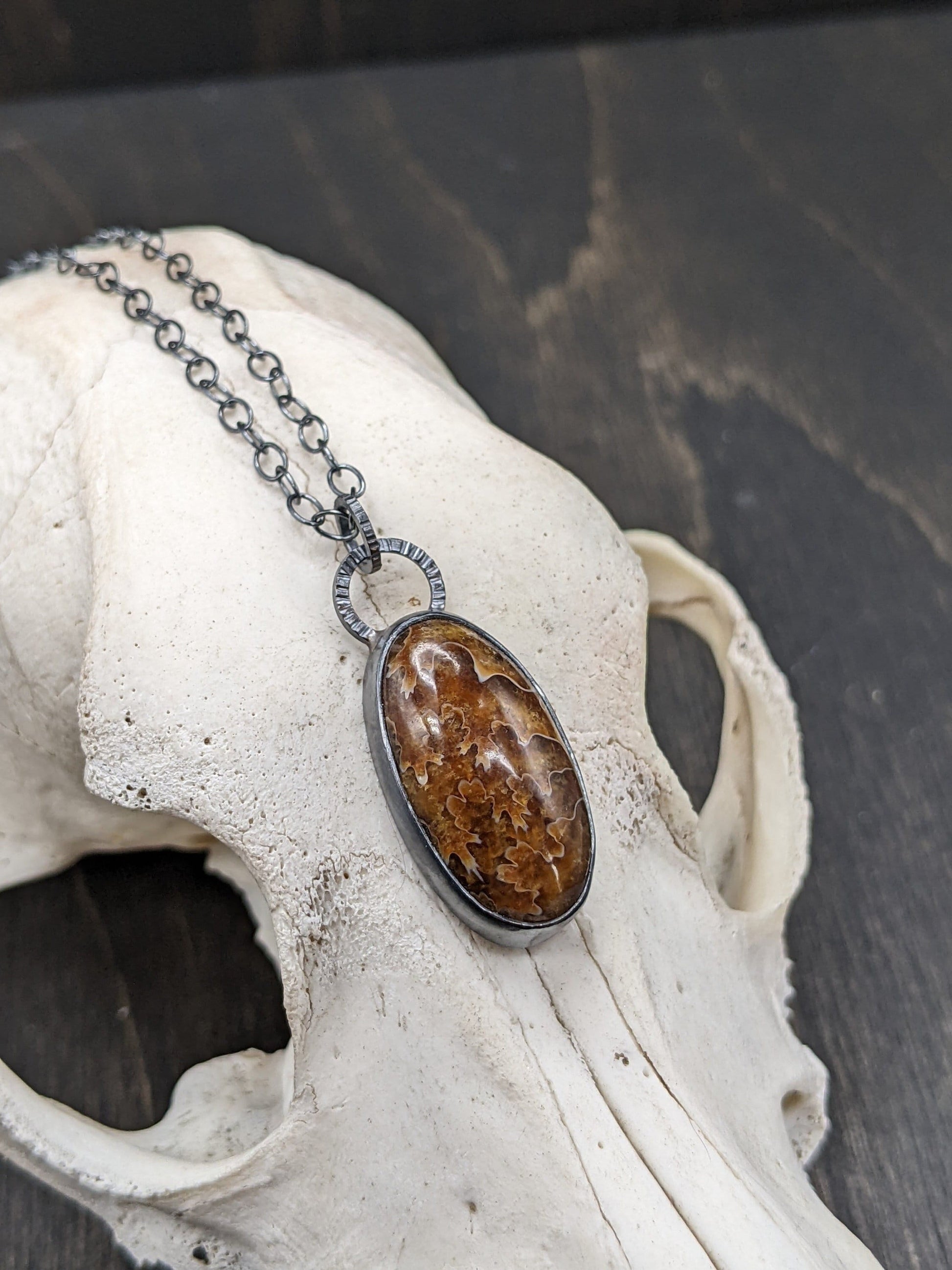 Fossilized Ammonite Textured Sterling Silver Necklace