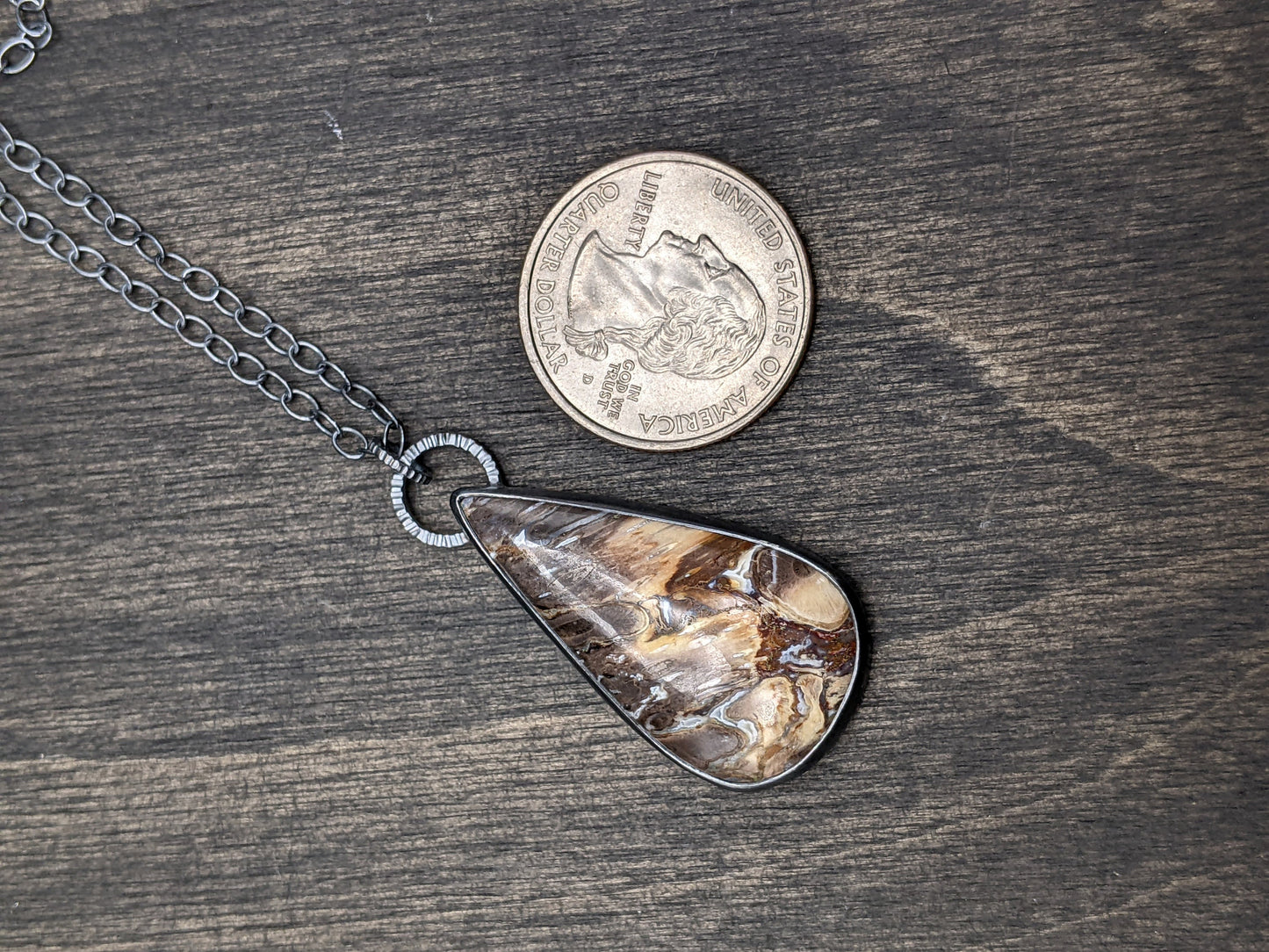 Fossilized Palm root Textured Sterling Silver Necklace