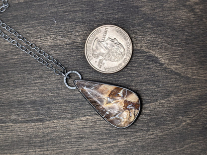Fossilized Palm root Textured Sterling Silver Necklace