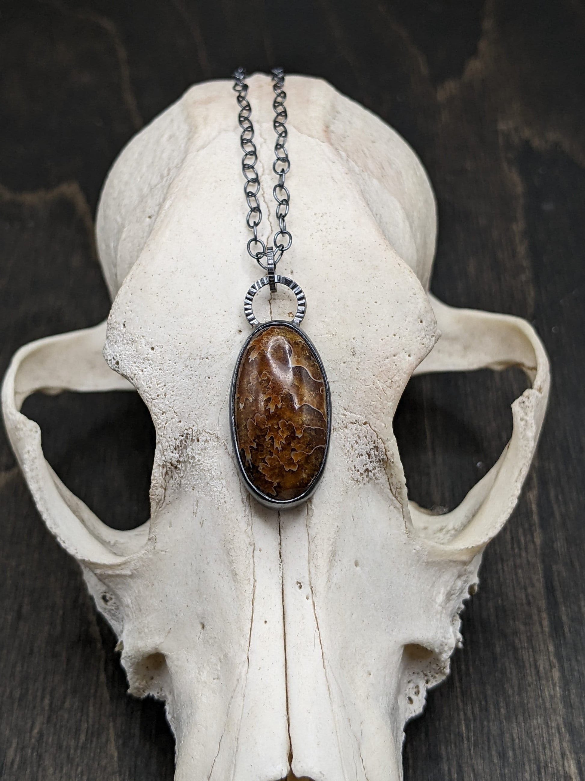 Fossilized Ammonite Textured Sterling Silver Necklace