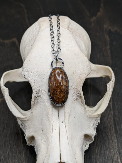 Fossilized Ammonite Textured Sterling Silver Necklace