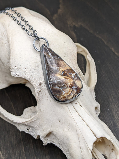 Fossilized Palm root Textured Sterling Silver Necklace
