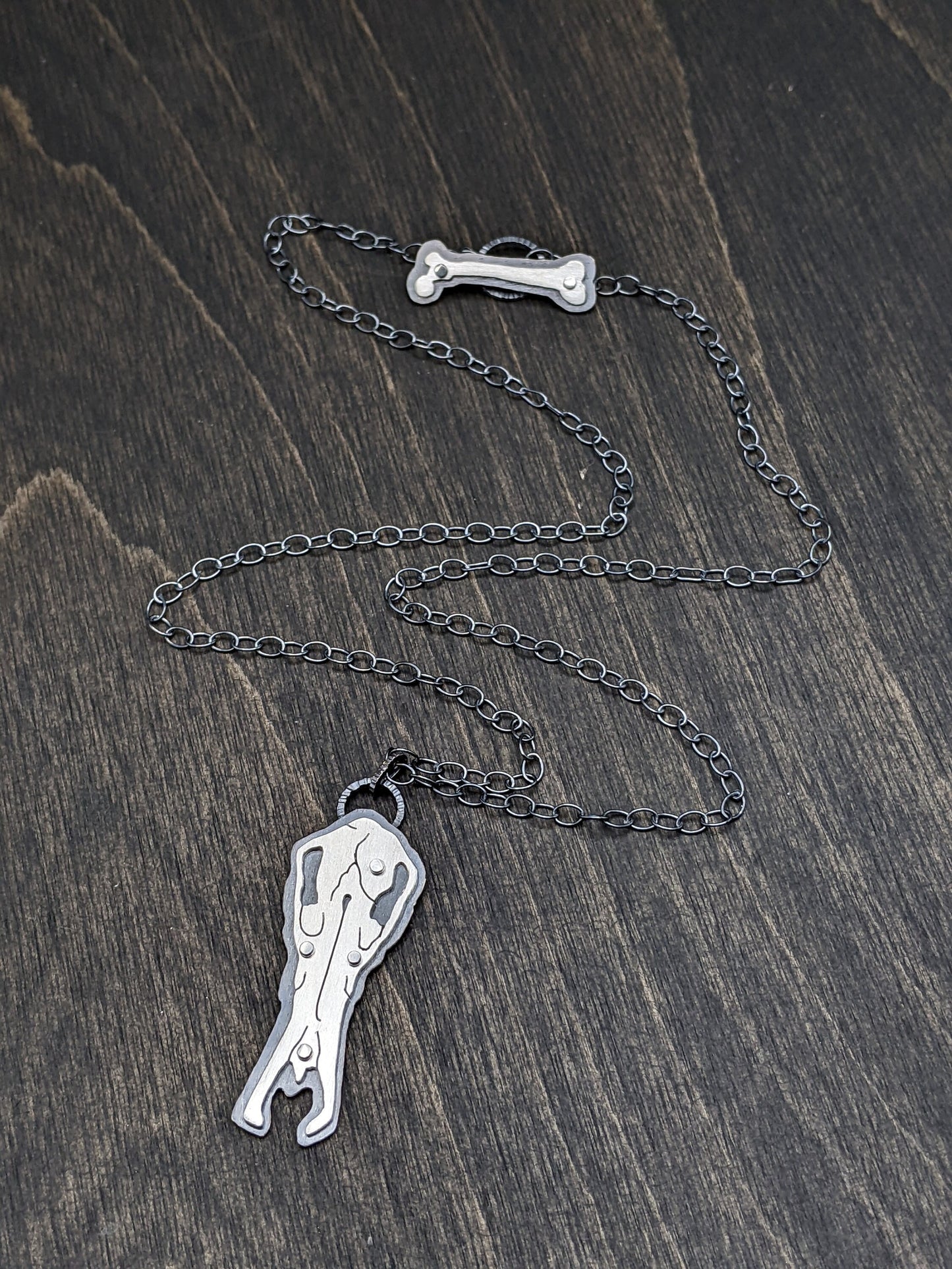 Sterling Silver Riveted Platypus Skull Necklace