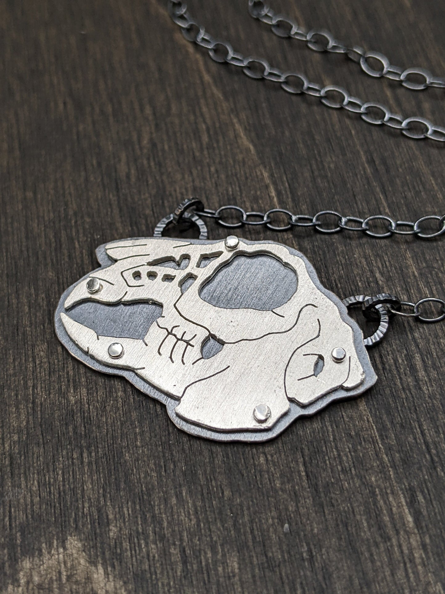 Sterling Silver Riveted Jack Rabbit Skull Necklace